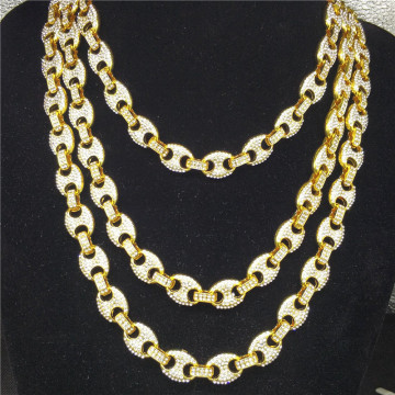 Men Cuba Hiphop Iced Out Coffee Beans Chains Necklaces AAA Rhinestone Fashion 8-24inch Long Chain Necklace Hip Hop Jewelry Gifts
