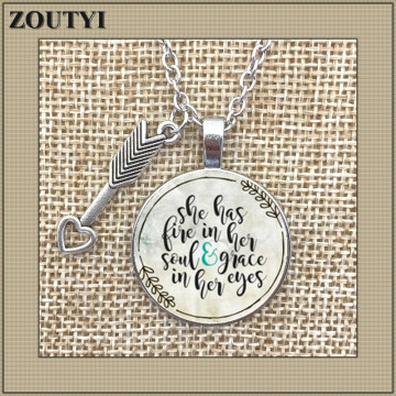 Hot-selling her soul and grace have her EYES CHARM pendant, inspirational charm necklace, a gift for her.