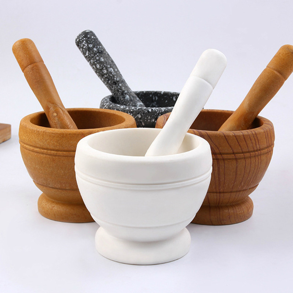 Non-skid Household Multifunctional Garlic Pugging Pot Daosuan Device Garlic Press Pedestal Bowl Mortar and Pestle Set