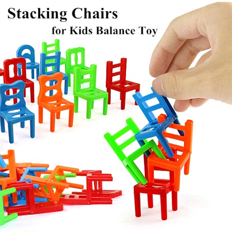 18Pcs/Set Kids Desk Puzzle Balancing Training Toys Balance Chairs Children Educational Balance Stacking Chairs Toys