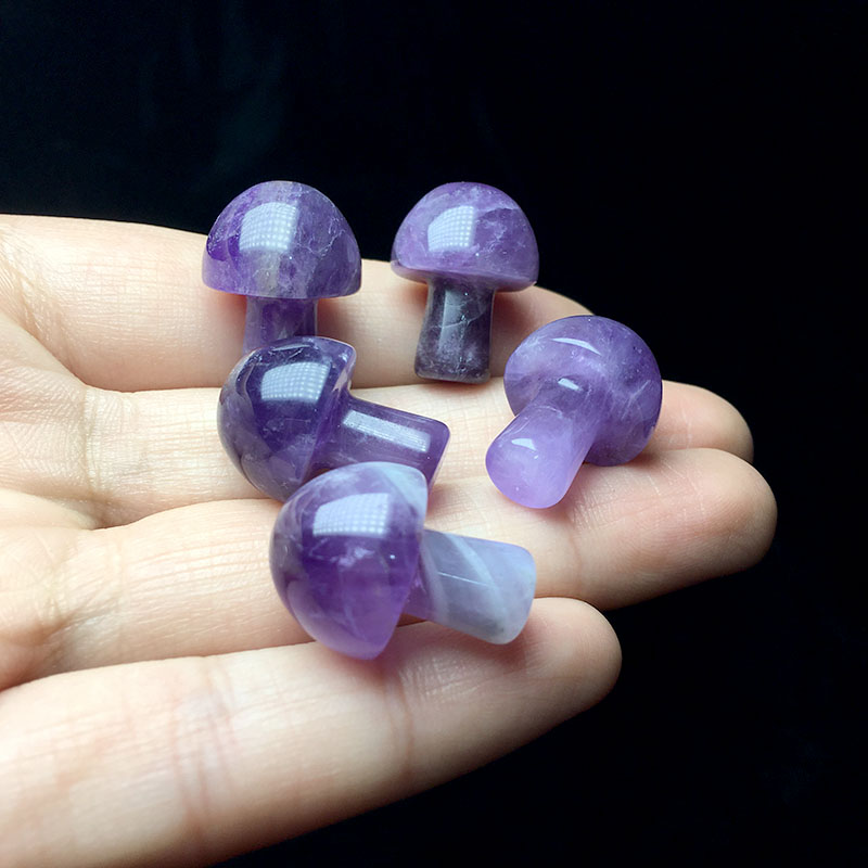 Natural Crystal Carved Amethyst Mushroom Healing Quartz Diy Pendant Jewelry Reiki Stone Wicca Decor Wedding Gift