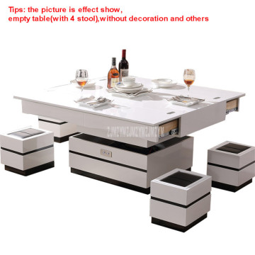 3in1 Multifunctional Living Room Lifting Liftable Combination Table Set Can Be Using As Dining/Computer/Tea Table With 4x Stool