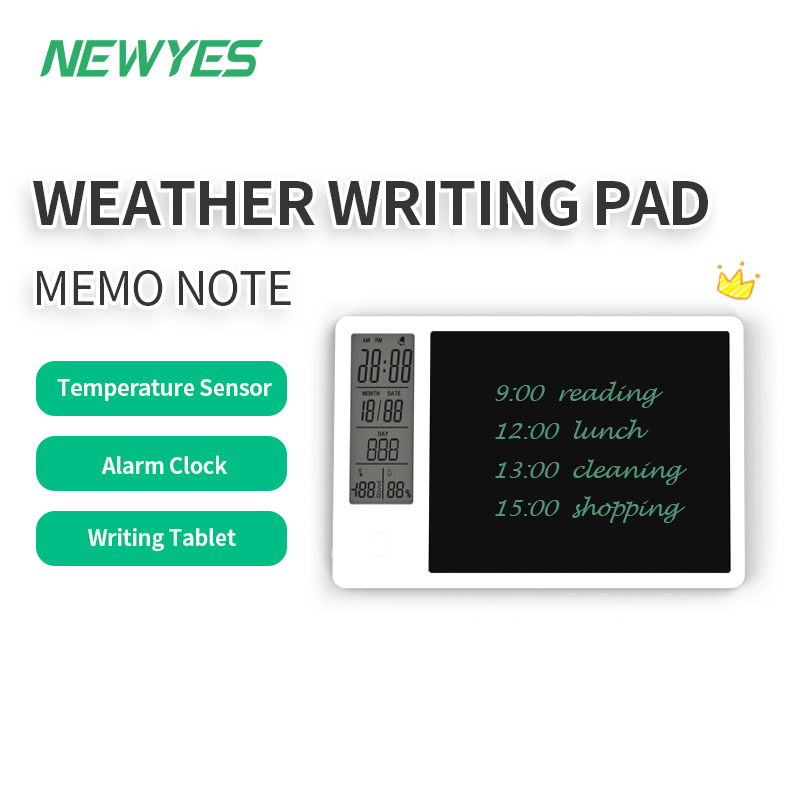 NEWYES Drawing Pad 9.5 Inch Temperature Humidity Display Electronic Calendar LCD Writing Tablet Doodle Board Type-c charging
