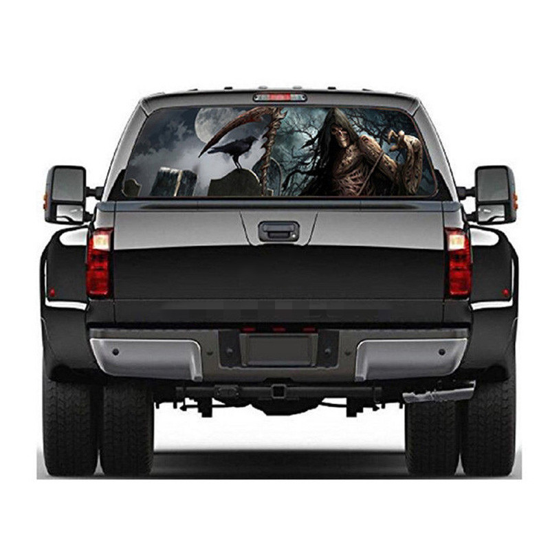 3D Grim Reaper Death Forest Rear Window Graphic Sticker Car Truck Van Decal for SUV Pickup Horror Totem Car Sticker