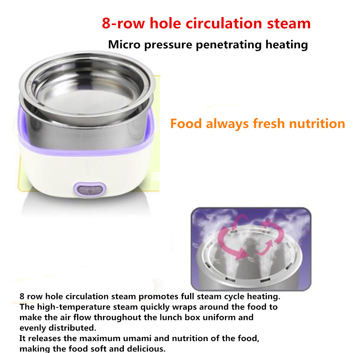 Portable Rice Cooker Thermal Heating Electric Lunch Box 2 Layers Food Steamer Cooking Container Meal Lunchbox Warmer 110V/220V