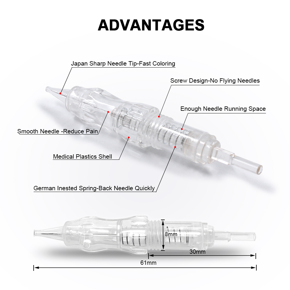 Biomaser 20Pcs Screw Cartridges Needles Permanent Makeup Machine Professional Needles for Specify Machine 1R,2R,3RL,5RL 3RS