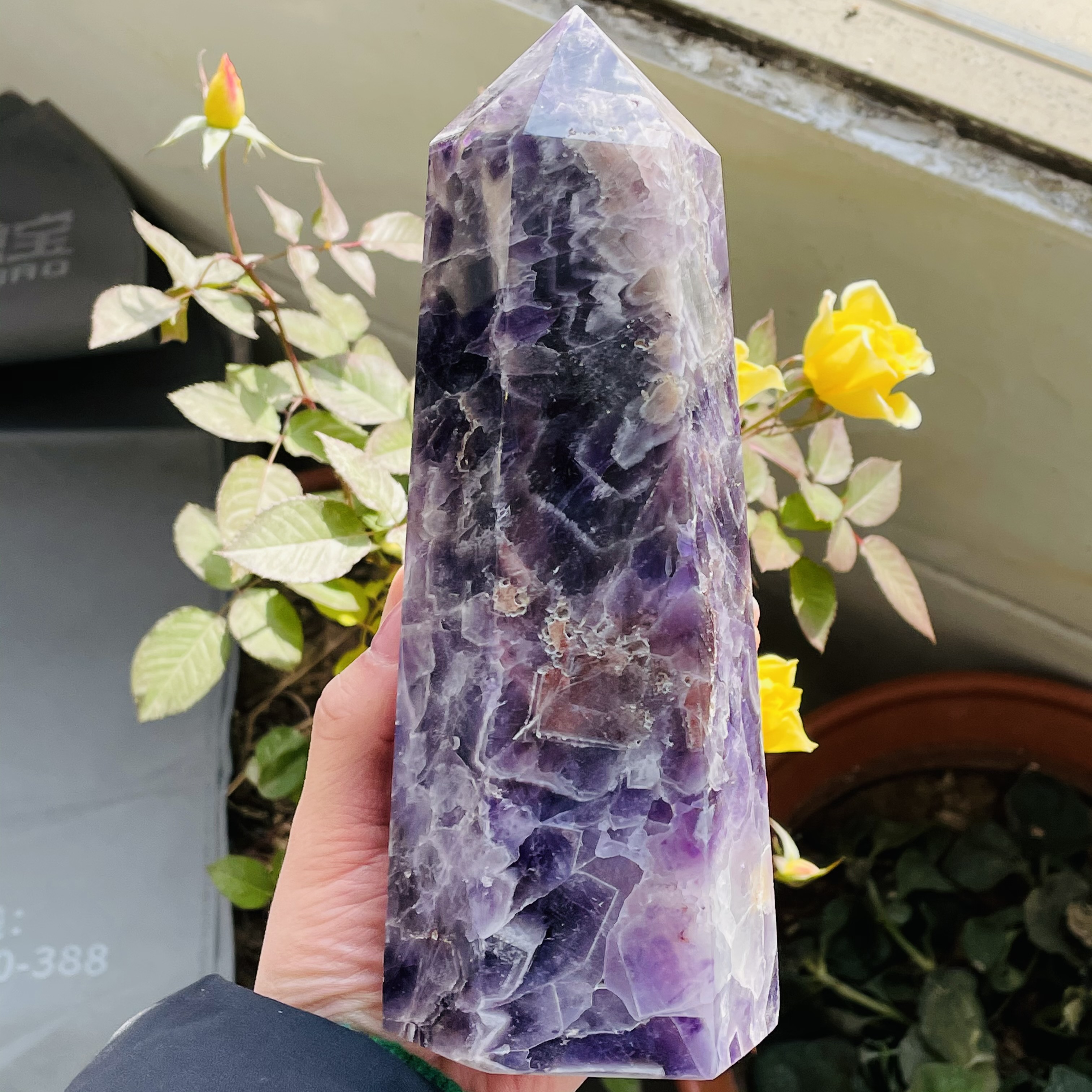 300-1000g Natural Amethyst Quartz Crystal Wand Point Healing Obelisk Home Decoration(With Geode)