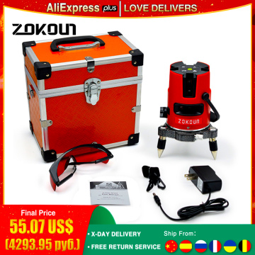 US PLUG Zokoun 5 lines 6 points 360 degrees rotary self leveling tilt slash functional laser level meter with outdoor mode