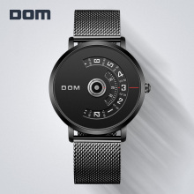 DOM New Fashion Mens Watches Top Brand Luxury Big Dial Stylish Quartz Watch Steel Waterproof Sport Waterproof Watch Men M-1303