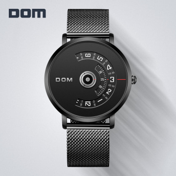 DOM New Fashion Mens Watches Top Brand Luxury Big Dial Stylish Quartz Watch Steel Waterproof Sport Waterproof Watch Men M-1303