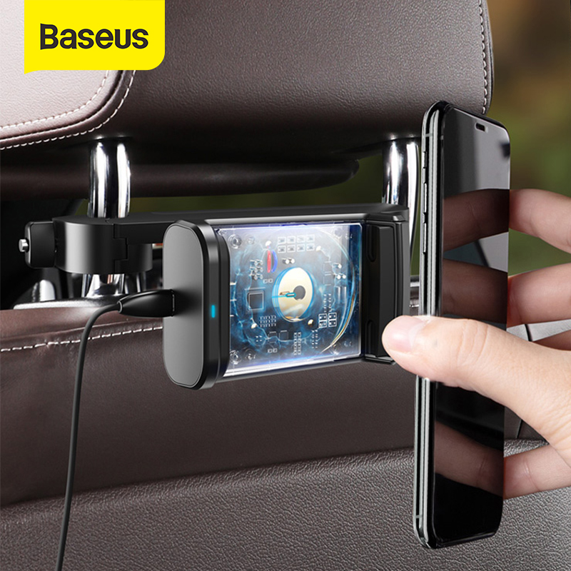 Baseus Backseat Car Phone Holder 15W Wireless Charging Support For 4.7-6.5 Inch Mobilephones 360° Rotation Auto Back Seat Stand