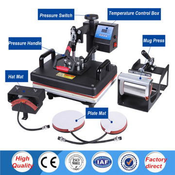 30*38CM 5 in 1 Combo Heat Press Printer Machine 2D Sublimation Vacuum Heat Press Printer for T-shirts Cap Mug Plates