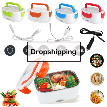 220/110/12V Portable Electric Lunch Box Food Grade Lunch Box Plastic/Stainless Steel Liner Heating Container Dropshipping 2020