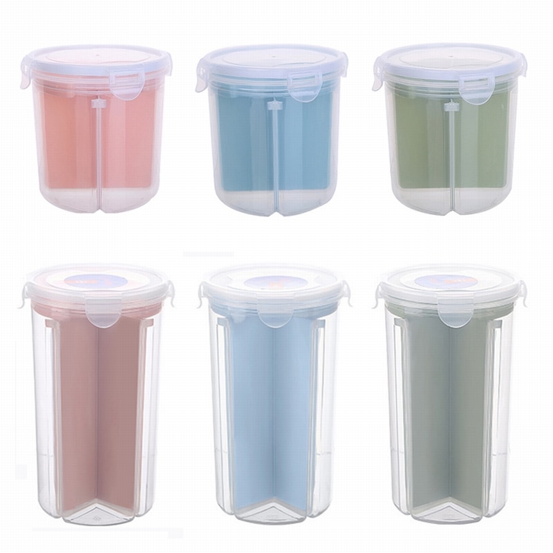 Home Kitchen Storage Jar Sealed Anti-moisture Sorting Grids Beans Tank Rice Grain Cereal Snacks Dried Fruit Cans Container Box