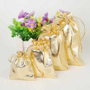 50pcs/lot Gold Foil Organza Bag Drawstring Jewelry Packaging Bags Christmas Decoration Wedding Favor Pouch Gift Bags