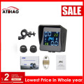 USB Solar Charging Motorcycle TPMS Motor Tire Pressure Tyre Temperature Monitoring Alarm System with 2 External Sensors
