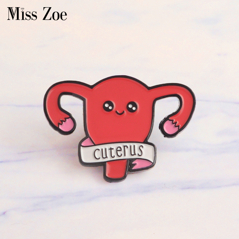 cuterus Enamel pin Women female uterus womb Brooches Gift Feminism icons Pin Badge Button Lapel pin for Clothing cap bag