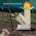 18x11.5x5.5CM Outdoor Rocket Stove Mini Stainless Steel Folding Lightweight Picnic BBQ Camping Hiking Cooking Burning Wood Stove