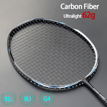 Ultra Light 8U 62g Carbon Fiber Badminton Rackets Professional Offensive Type Racket With Strings Bags Max 32lbs G4 Padel Sports