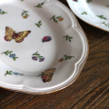 Antique Dragonfly Butterfly Creamy Ceramic Cutlery Set/Bowl/Plate