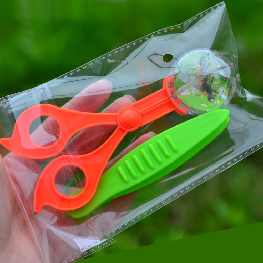 Kids School Plant Insect Biology Study Tool Set Plastic Scissor Clamp Tweezers Cute Nature Exploration Toys Kit for Children