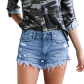 short femme women's shorts Women's Shredded Tassel Denim Summer Pocket Shorts Jeans denim shorts for women ropa de mujer