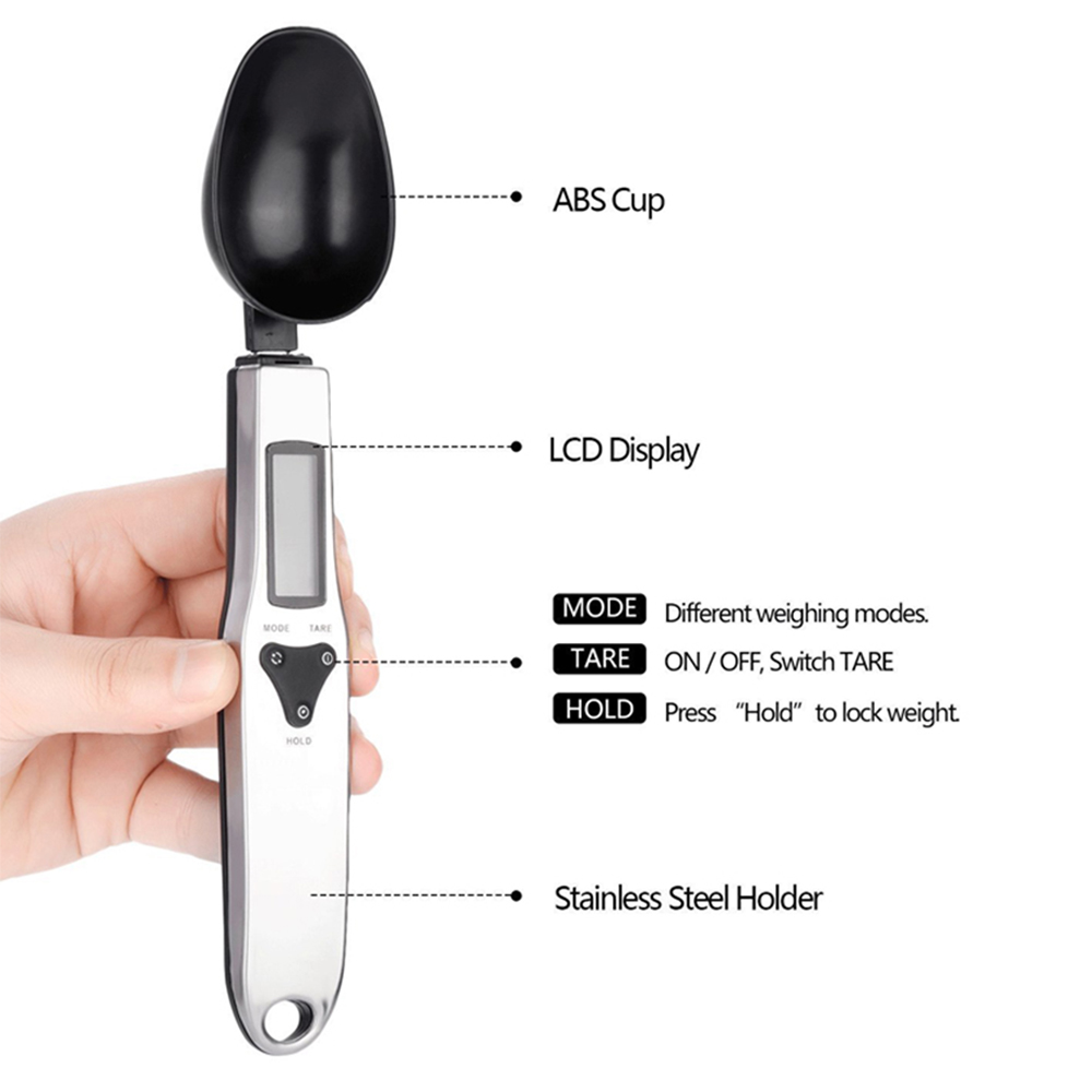 500g/0.1g Stainless Steel Digital Spoons Scales Electronic Scales Kitchen Measuring Spoons Weight LCD Display Food Scales