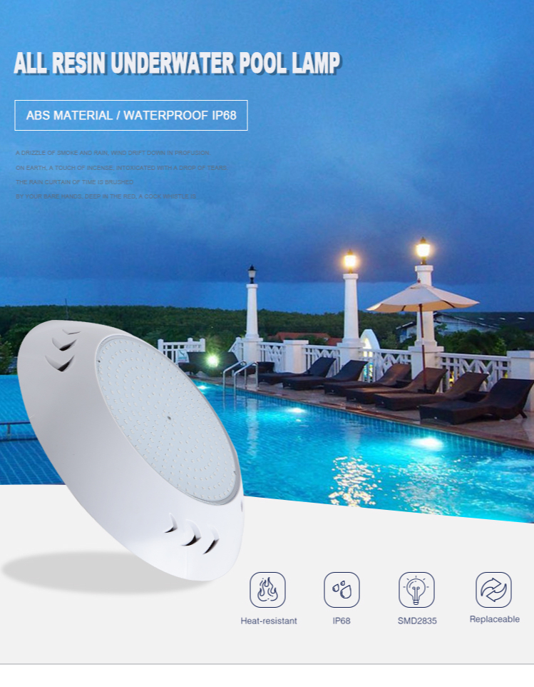 LED Resin Swimming Pool Lights IP68 Waterproof Underwater Light 12V Wall Mounted Lamp RGB Color Changeable Lights 35W 45W 54W