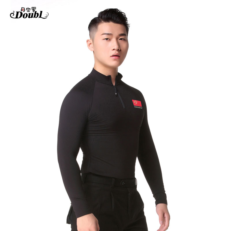 Doubl Latin Dance Long Sleeve Latin Dance Dancewear Shirts Men Ballroom Dance Dress Morden Dance Men Dance Dress Training Jacket