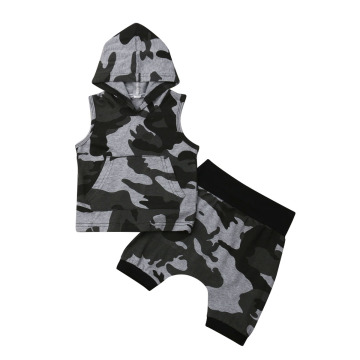 1-5Y Kids Baby Boys Camo Clothes Sets Sleeveless Hooded Tops Pants Shorts Outfits Clothes