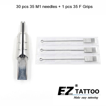 EZ 30 pc Magnum Tattoo Needles 35M1 with 1 pc 316 Stainless Steel Magnem bullet tubes 35F Tattoo Grip tattoo supply 1 set/lot