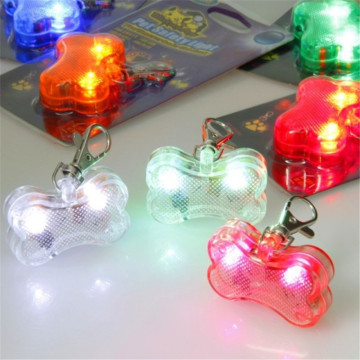 Top Fashion 30pcs/lot LED Light Up Dog Bone Shape ID Tag Pet Safety Collar Pendant For Outdoor Walking Flash Props