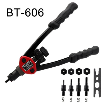 BT-606 Hand Threaded Rivet Nuts Guns With Nuts Double Insert Manual Riveter Riveting Rivnut Tool For M3/M4/M5/M6/M8 Nut