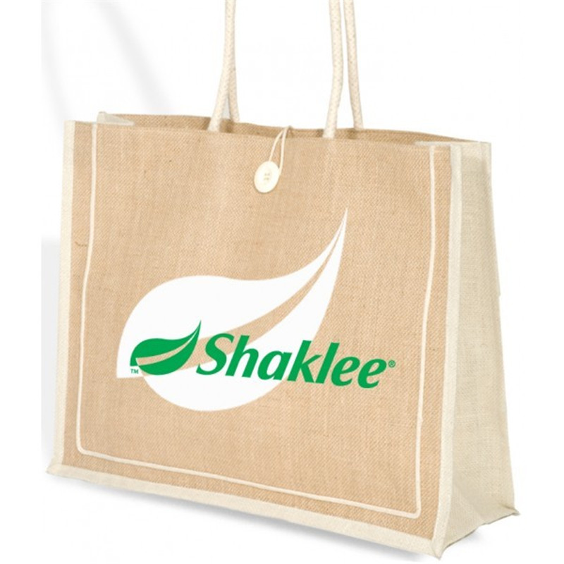Wholesale 500pcs/Lot Reusable High Quality Promotional Jute Shopping Tote Bags With Leather Handle Customized Brand Logo Printed