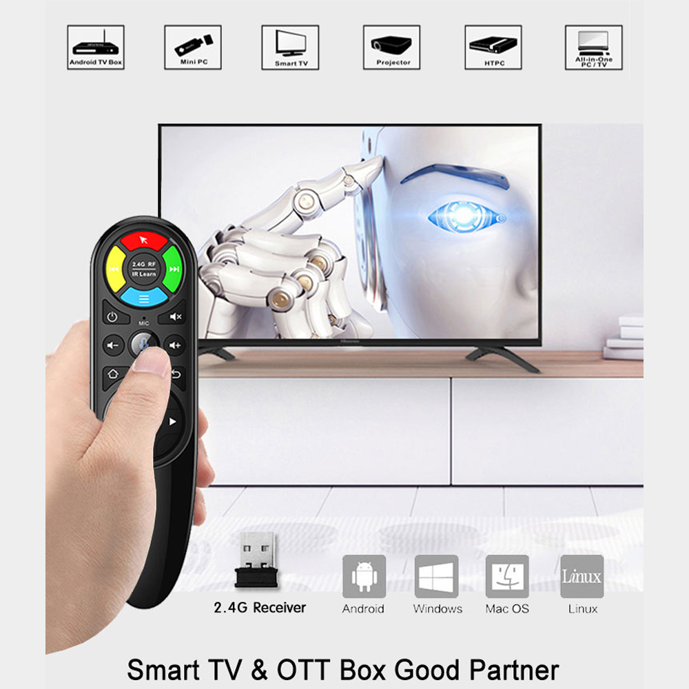 Q6 Pro Voice Remote Control 7 Colors Backlit Gyroscope IR Learning 2.4G Wireless Air Mouse Smart Remote Control For X96MAX TVBOX