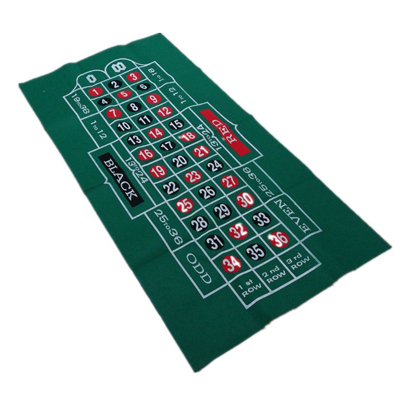 Double-sided Game Tablecloth Russian Roulette & Blackjack Gambling Table Mat X3UA