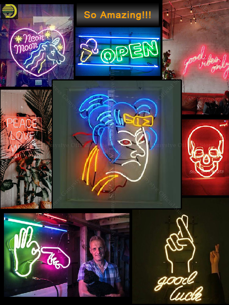 2021 New star Neon Sign Chinese Cat cute glass Tube smart home Lamp resterant light advertise custom DESIGN Impact Attract light