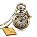 Retro Bronze Dream Alice in Wonderland Rabbit Drink Me Tag Brown Glass Quartz Pocket Watch Chain Necklace Pendant for Girl Women