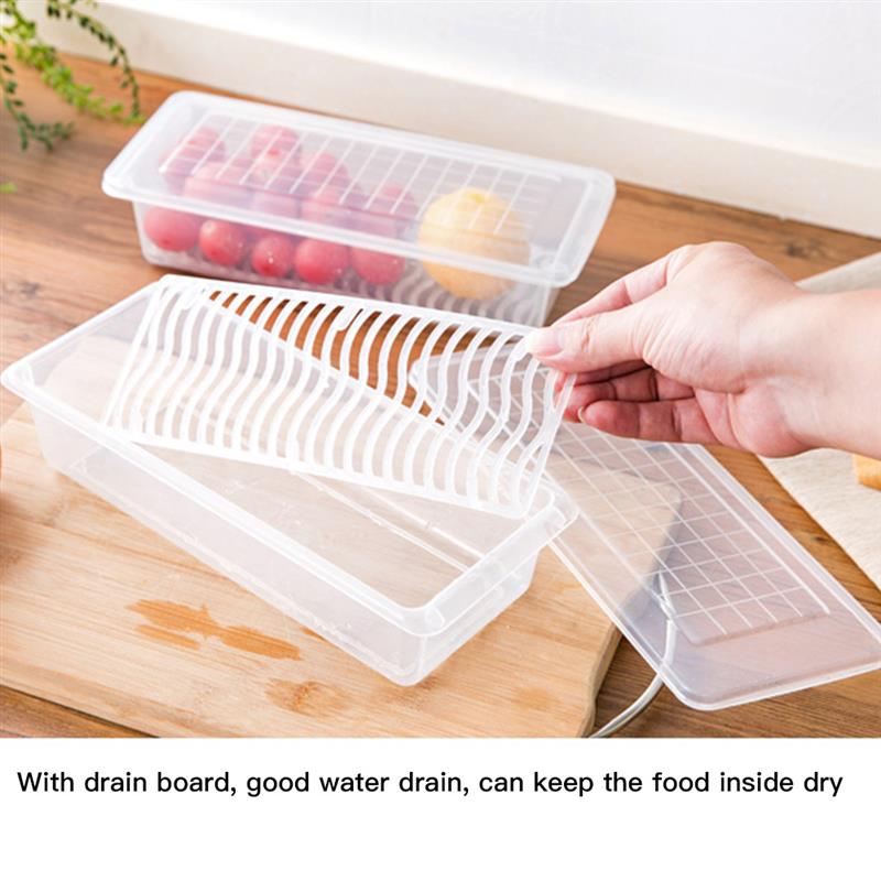 Kitchen Utensils Food Storage Box Fresh-Keeping Box Refrigerator Fruit Drain Crisper Organizer Storage Containers With Lid