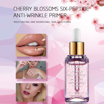 1PC Cherry Blossoms 24K Gold Six-Peptide Anti-Wrinkle Primer Makeup Base Cosmetic Primer Moisturizing Pores Perfect Primer TSLM1