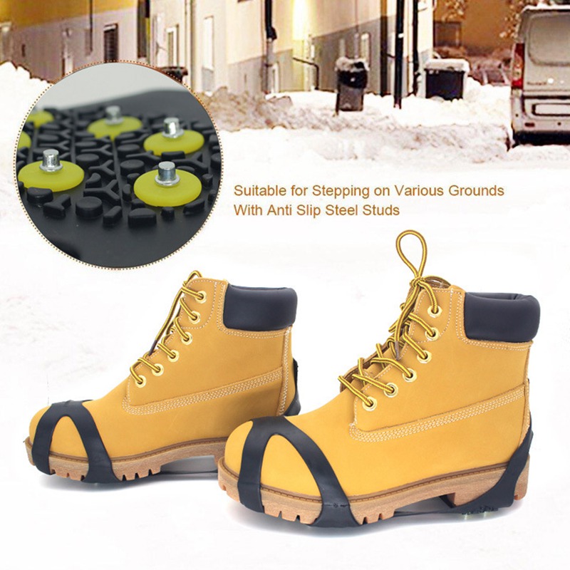 Outdoor 10 Stud Non-Slip Snowshoes Spikes Winter Anti Slip Ice Grips Cleats Crampons Climbing Shoes Cover Crampons