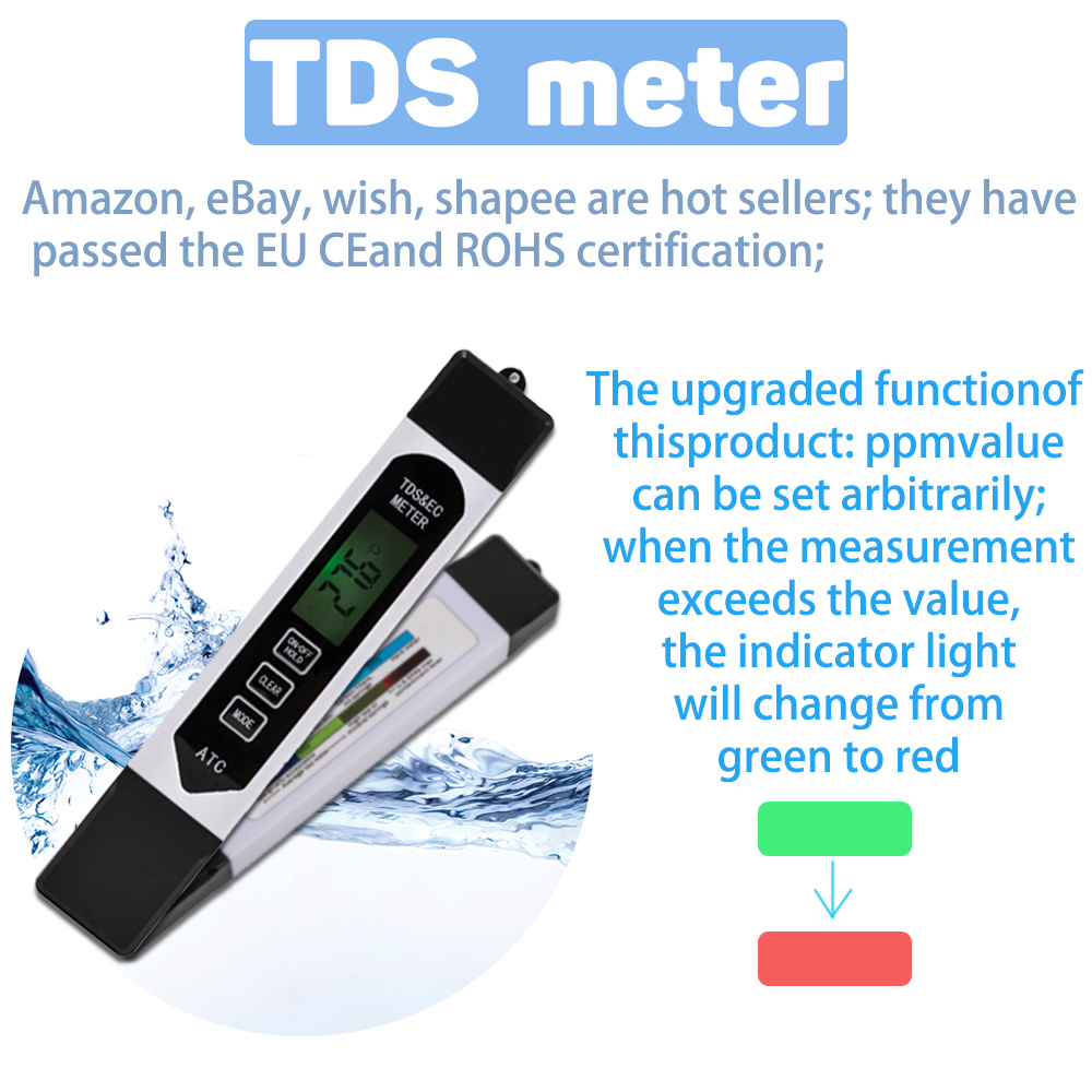 Portable LCD Digital PH Meter 0.01+TDS EC Tester Pen Water Purity PPM Filter Hydroponic for Aquarium Pool Water Wine Test Tool