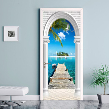 PVC Wallpaper Modern Coconut Palm Sea Photo Murals Living Room Bedroom Hotel Door Sticker Self Adhesive Waterproof Wall Paper 3D