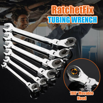 Tubing Ratchet Spanner Combination Wrench Ratchet Flex-head Metric Oil Flexible Open End Wrenches Tools Car Repair Accessories