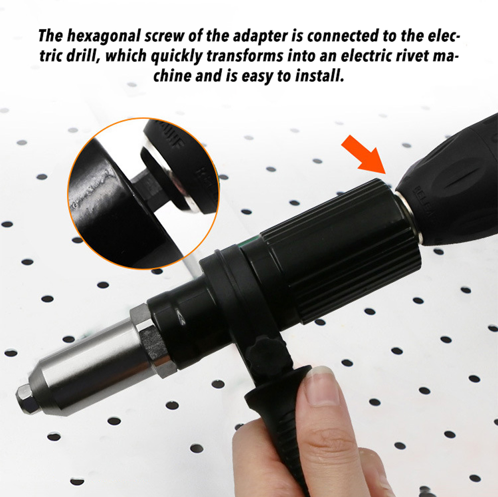 Electric Rivet Gun 2.4mm-4.8mm Rivet Nut Gun Drill Adapter Cordless Pull Riveter Insert Nut Tool Pull Accessories Insert Tool