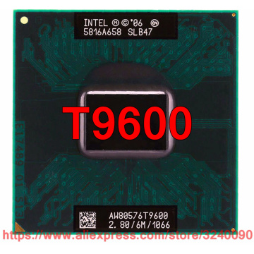 Original lntel Core 2 Duo T9600 CPU (6M Cache, 2.80 GHz, 1066 MHz FSB, Dual-Core) For GM45 PM45 Laptop processor free shipping