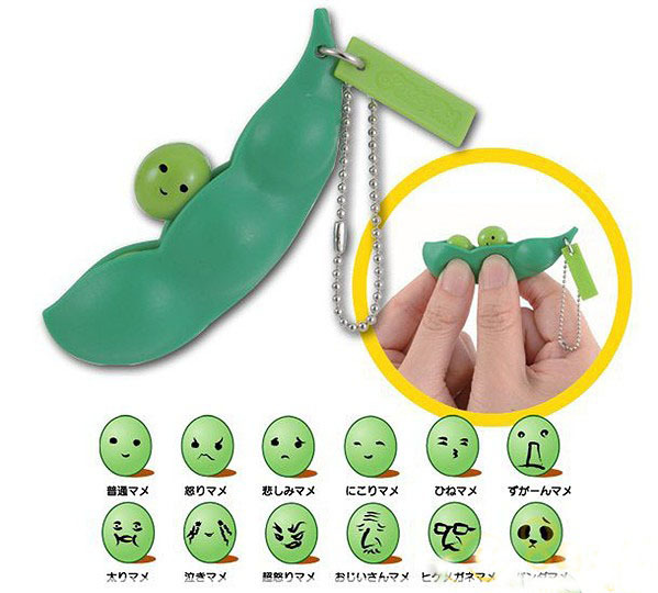 3 pcs Decompression Edamame Toy Squishy Squeeze Peas Beans Keychain Anti Stress Adult Rubber Boys Xmas Pop It Fidget Stress Toys