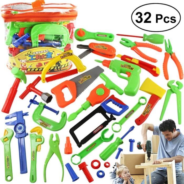 32 Pieces Of Durable Children's Repair Tools Toy Set Cordless Electric Drill Hammer Wrench To Play Simulation Simulation Toys