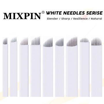 100pcs/lots White needle serise 7/9/11/12/14 Needles Permanent Makeup Blades Manual Eyebrow Tattoo Needles Blade