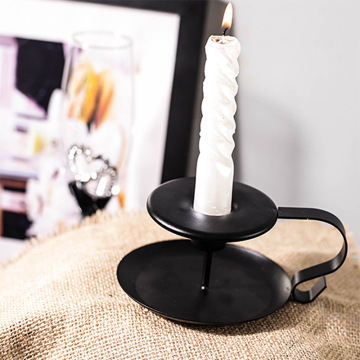 Iron European Style Candlestick Stand Candle Holder Vintage Retro Style Classic Look Taper Holder Matte Black for Wedding